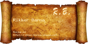 Rikker Barna névjegykártya